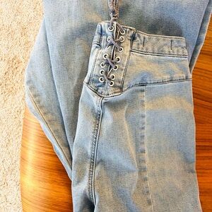 We The Free Super Flare Women's Blue Jeans Tie Up Back